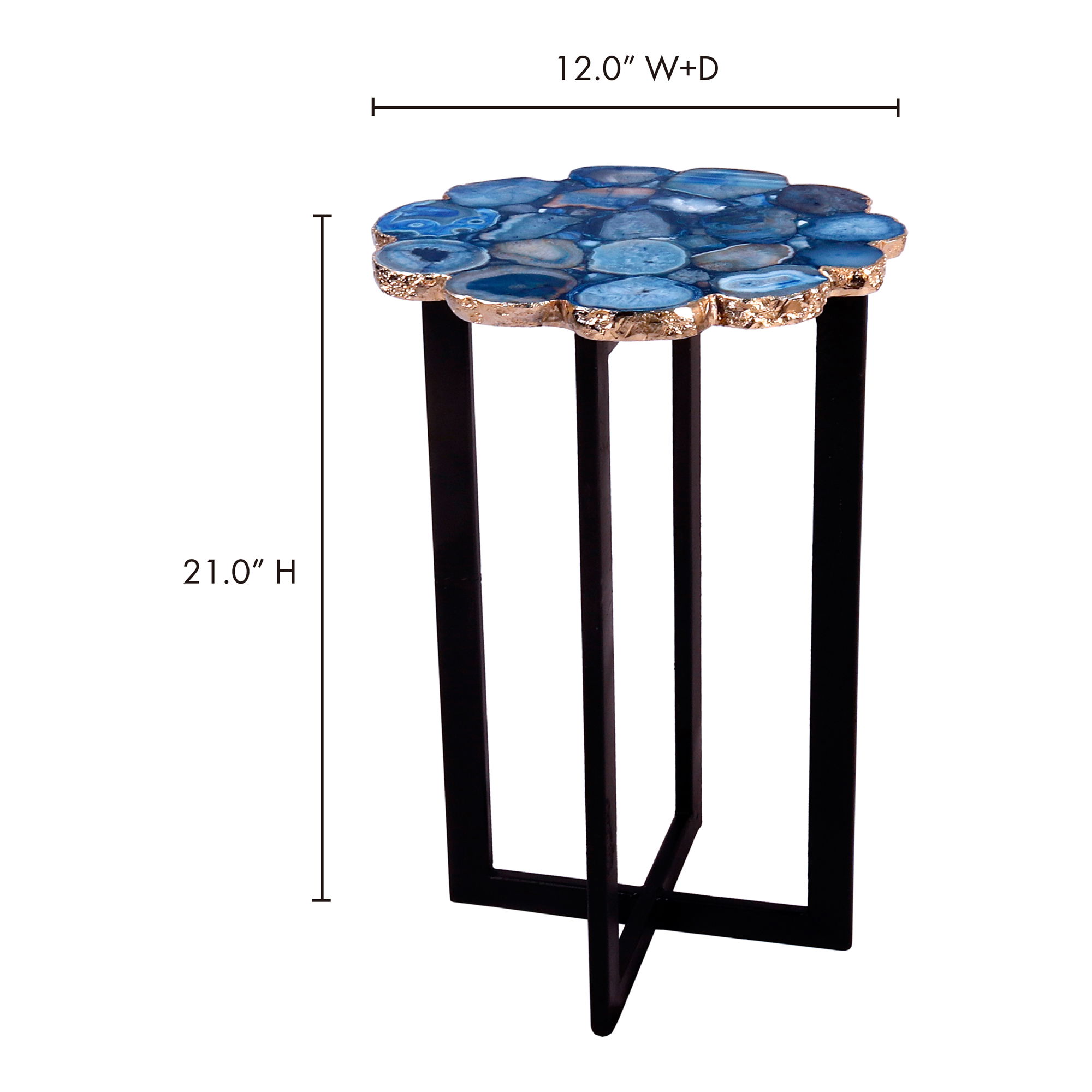 Azul Agate Accent Table Blue, Side & End Table by Moe's Home, 12" width x 21" height x 12" depth View 5
