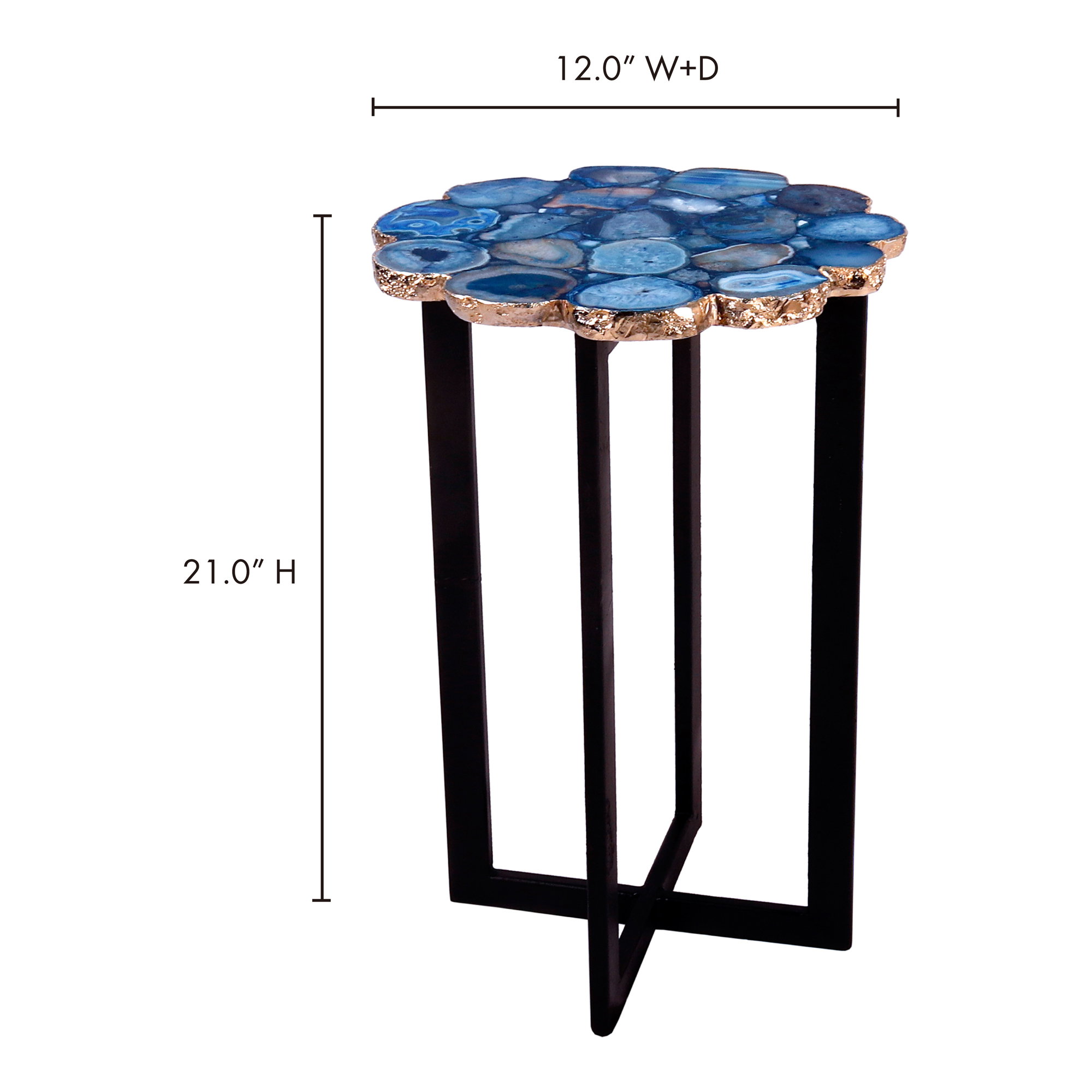 Azul Agate Accent Table Blue, Side & End Table by Moe's Home, 12" width x 21" height x 12" depth View 6
