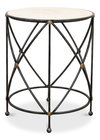 Drum & Fife Lamp Table  Aged Wht Marble, by Sarreid, 2' length x 2' width x 2'5" height thumbnail 10