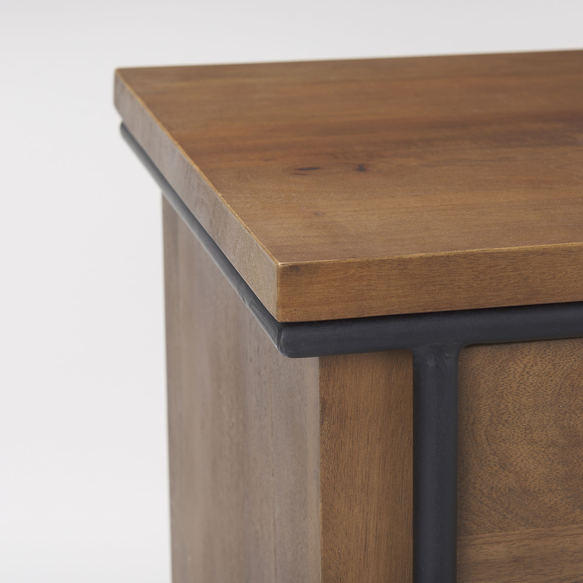 Maddox  40.0L x 18.5W x 32.75H Brown Solid Wood Black Metal 2 Door Accent Cabinet, Cabinets & Chest by Mercana, 40" length x 18.5" width x 32.75" height View 8