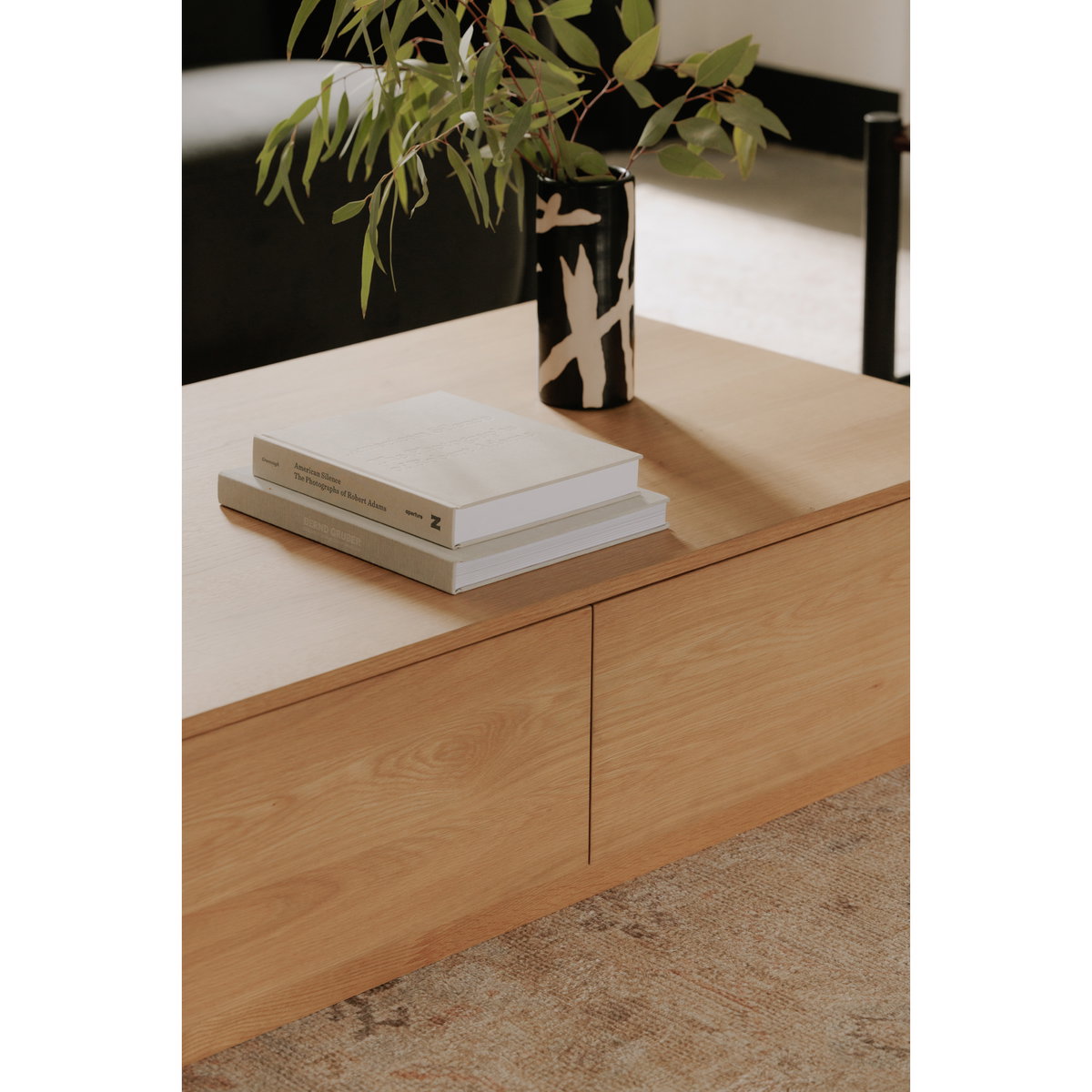 Round Off Coffee Table Natural Oak, by Moe's Home, 55" width x 13" height x 30" depth View 10