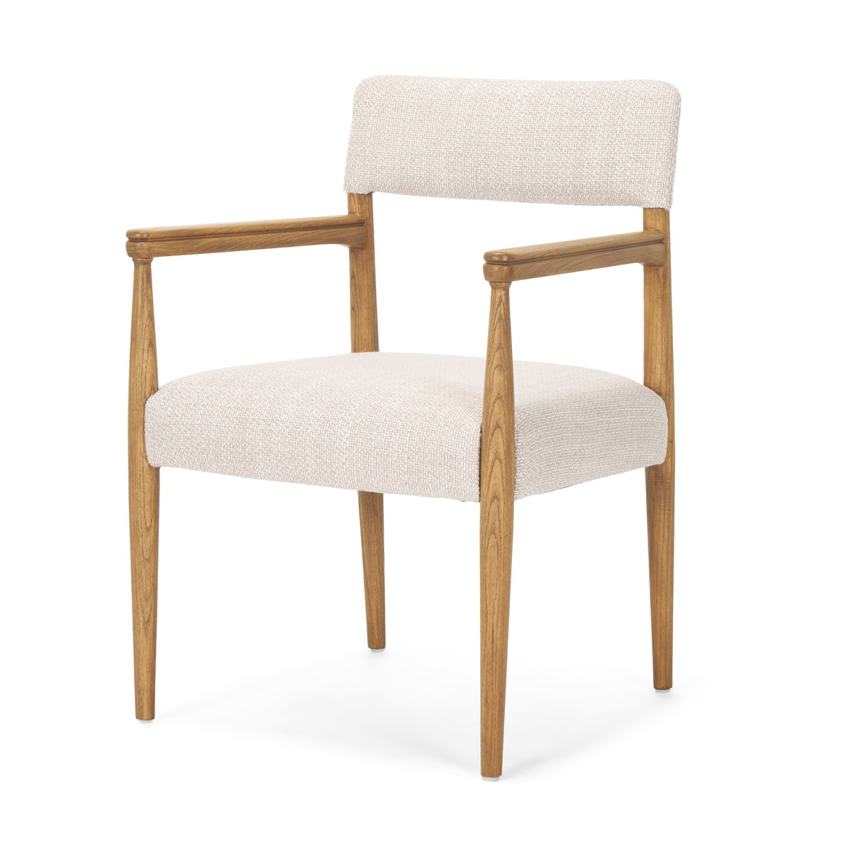 Toni Curved Back Dining Side Chair | Cream Fabric with Light Brown Wood, Dining Chair by Mercana, 22.44" length x 24.61" width x 33.66" height View 1