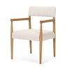 Toni Curved Back Dining Side Chair | Cream Fabric with Light Brown Wood, Dining Chair by Mercana, 22.44" length x 24.61" width x 33.66" height thumbnail 1