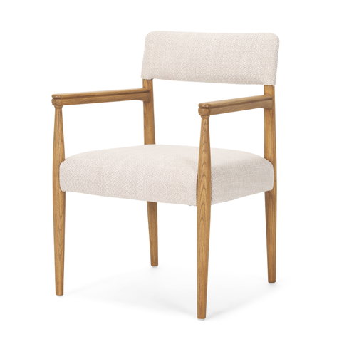 Toni Curved Back Dining Side Chair | Cream Fabric with Light Brown Wood