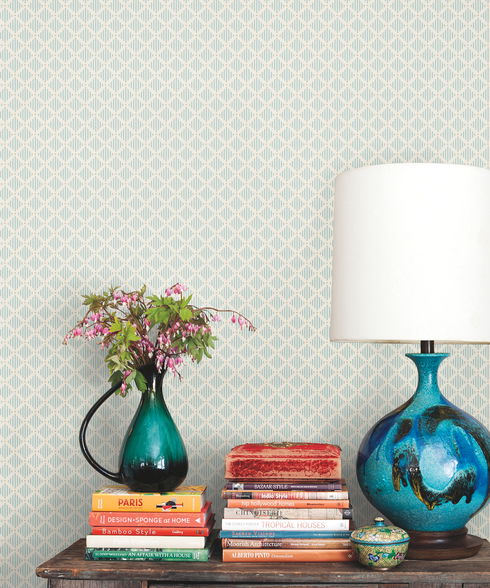 Diamond Gate Blue & Taupe Wallpaper