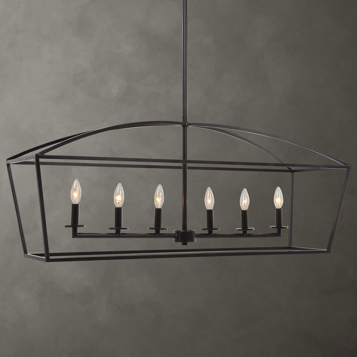 Clayton 6 Light Linear Chandelier, by Uttermost, 3'6" width x 1'5.5" height x 1'1" depth View 1