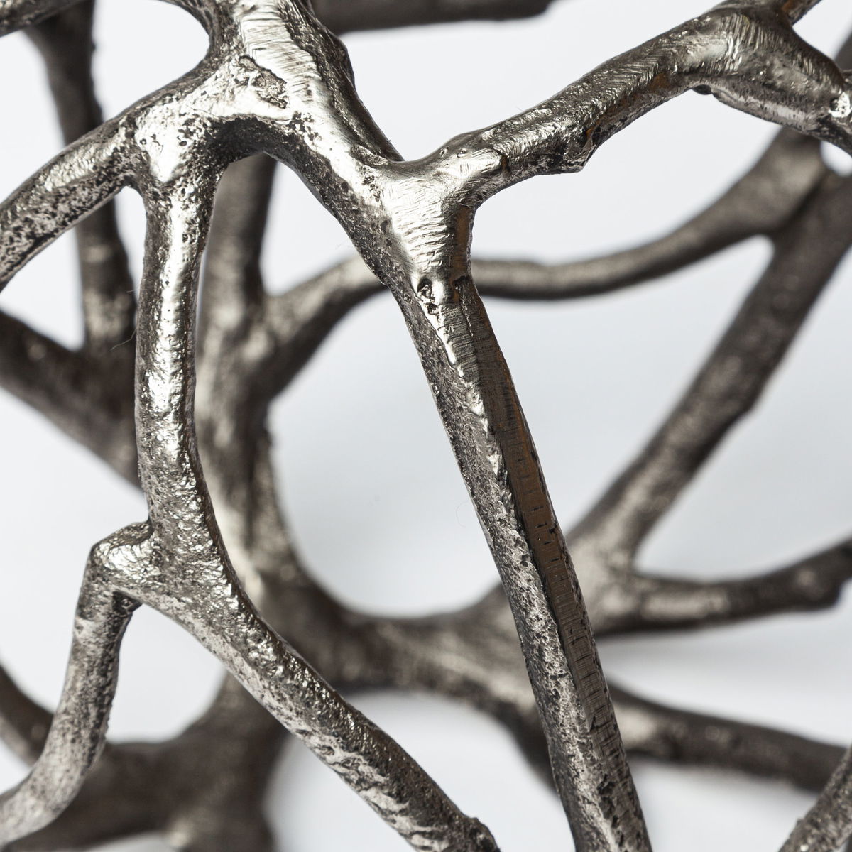 Sphaira I Small 5L x 5W Silver Cast Aluminum Decorative Tree Branch Orb, Decorative Object by Mercana, 4.75" length x 4.75" width x 4.75" height View 5