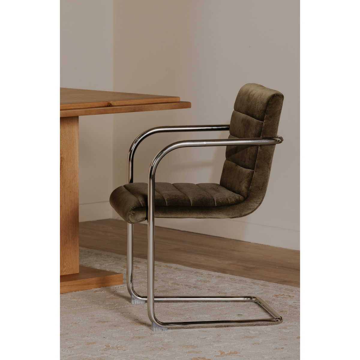 Pedro Dining Chair Green Mohair Set Of Two, by Moe's Home, 21.7" width x 33.5" height x 23" depth View 7
