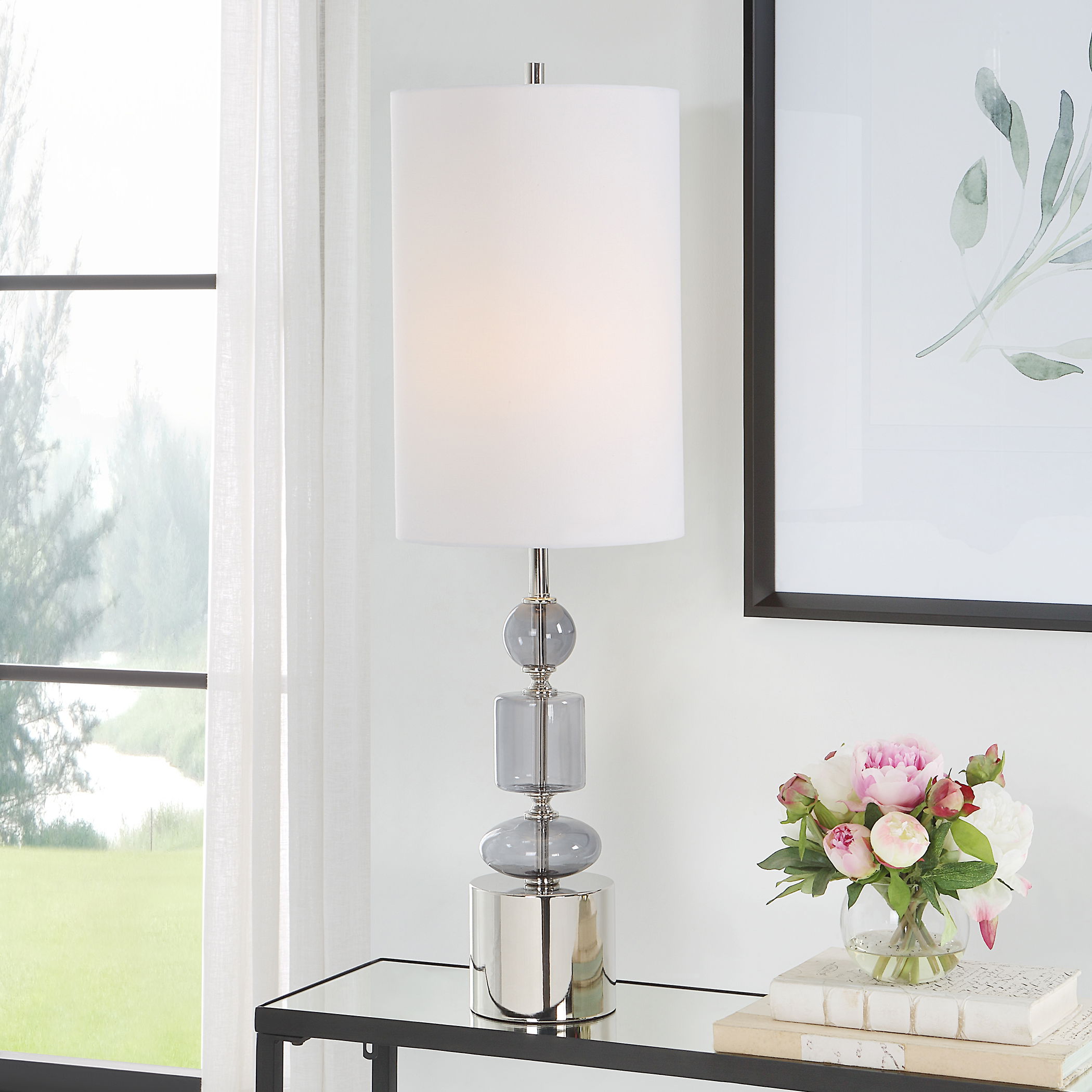 Stratus Gray Glass Buffet Lamp large image 