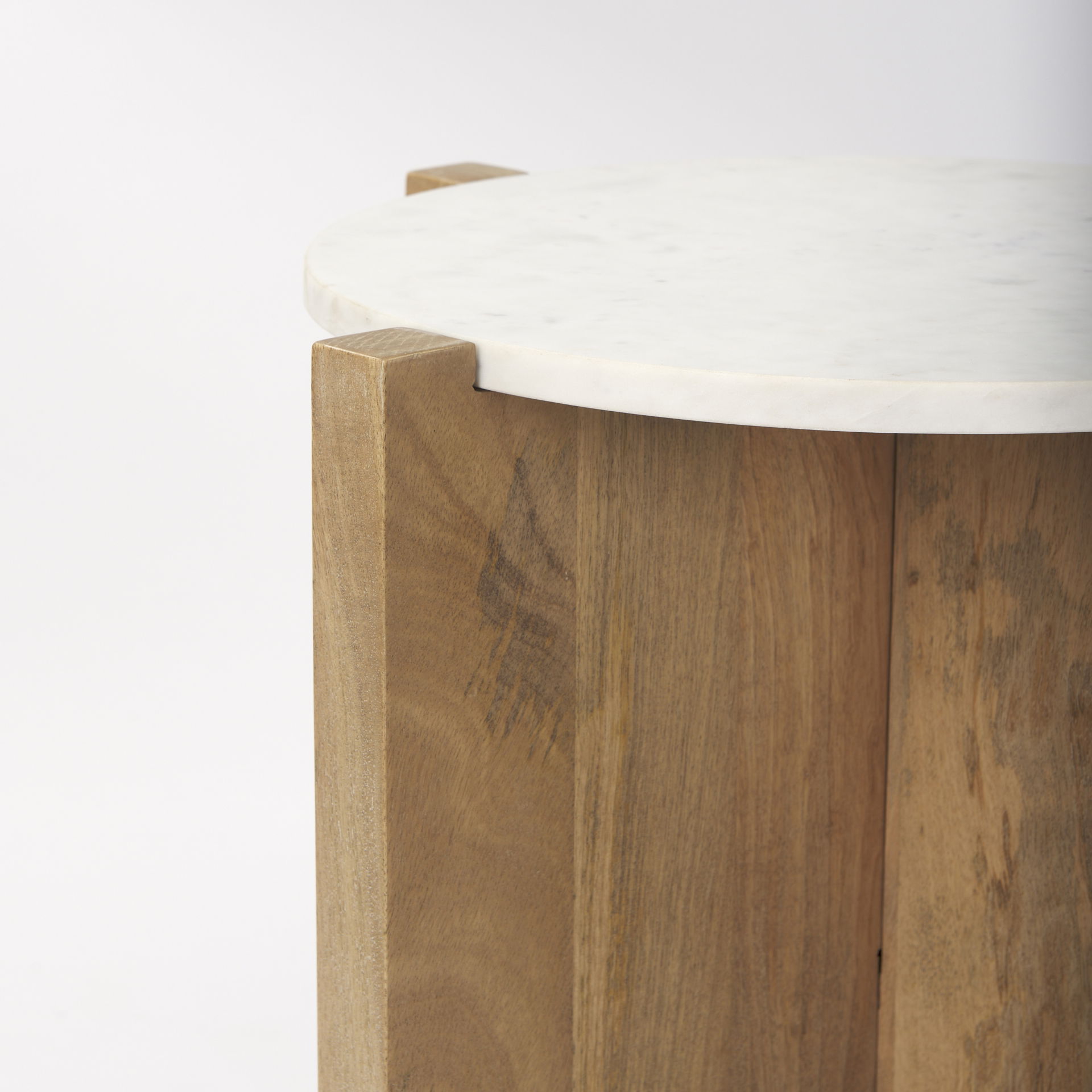 Bianca Wood and Marble Accent Table, Side & End Table by Mercana, 21.5" length x 21.5" width x 22" height View 6