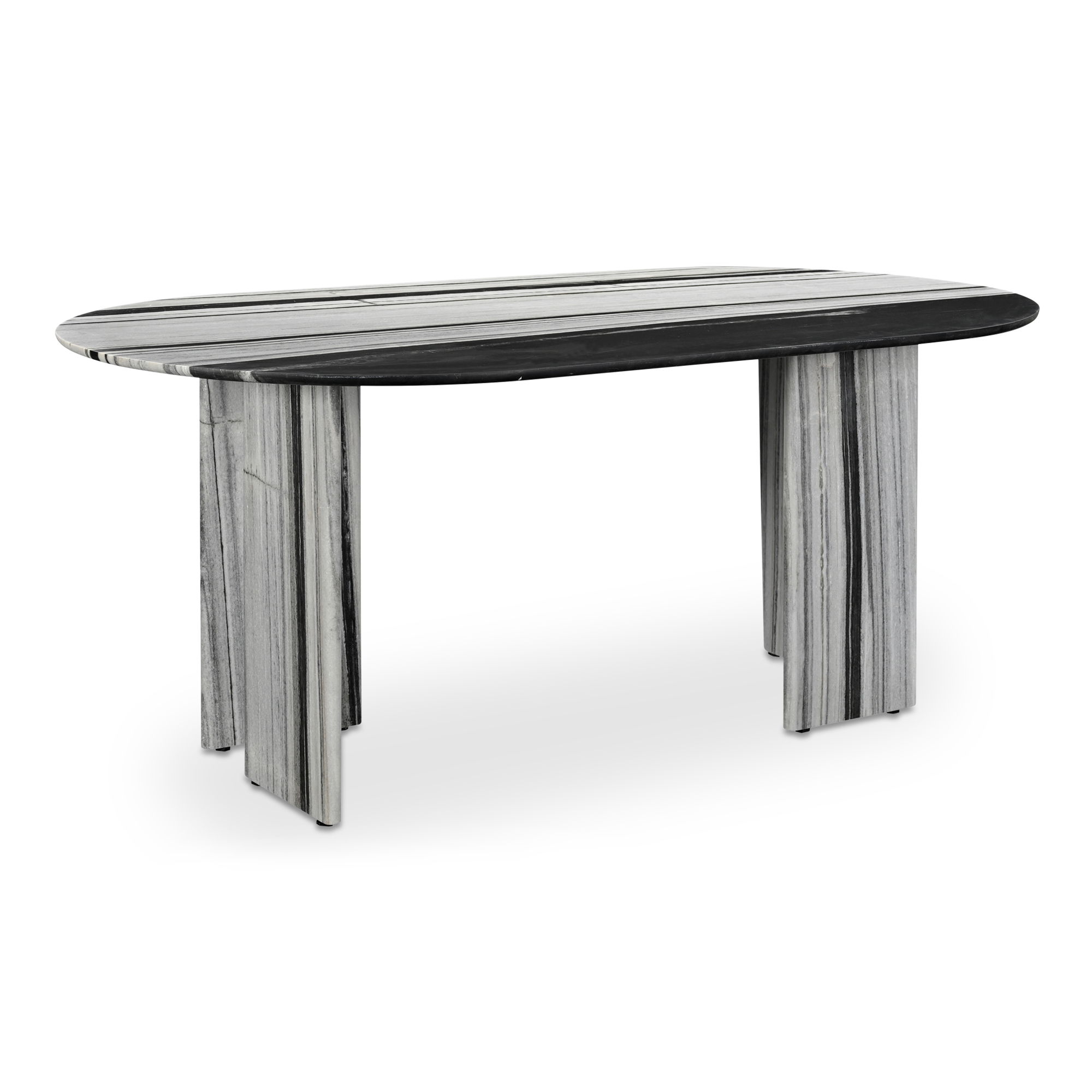 Celia Oval Dining Table Panda Marble large image 