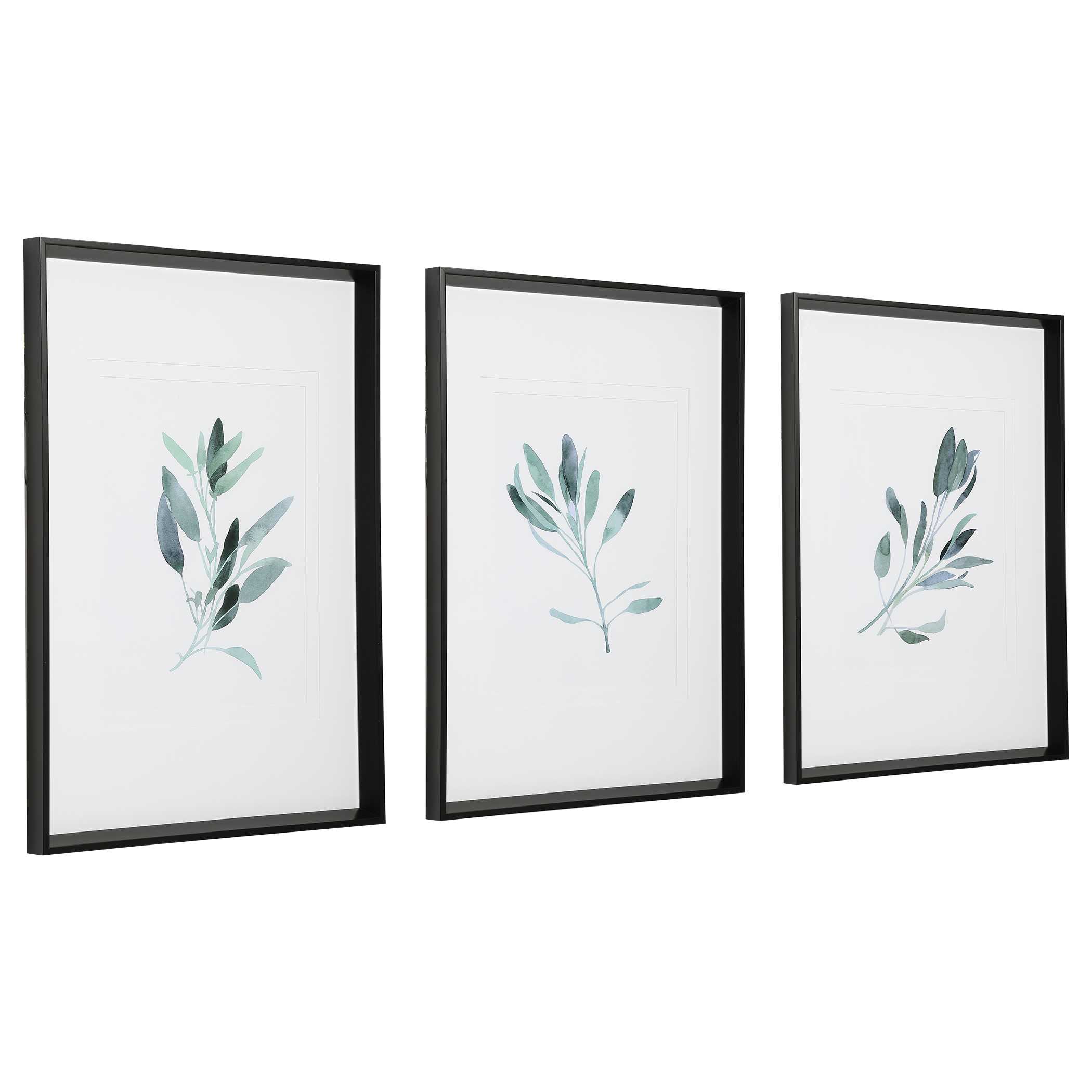 Simple Sage Watercolor Prints Set/3, Painting by Uttermost, 25.5" width x 36.5" height x 2" depth View 5