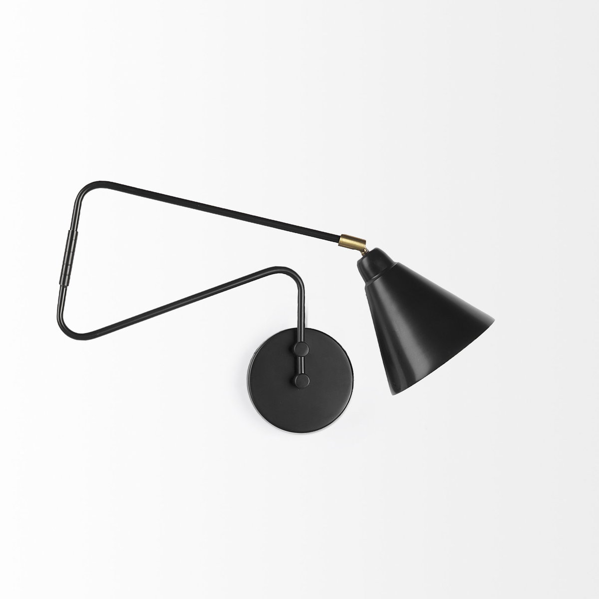 Cobalt 6L x 32W Black Metal Cone Shaped Swivel Wall Sconce, by Mercana, 6" length x 32" width x 12" height View 7