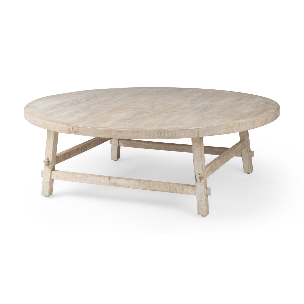 Rosie   Round Blonde Wood Coffee Table, by Mercana, 48" length x 48" width x 16" height View 1