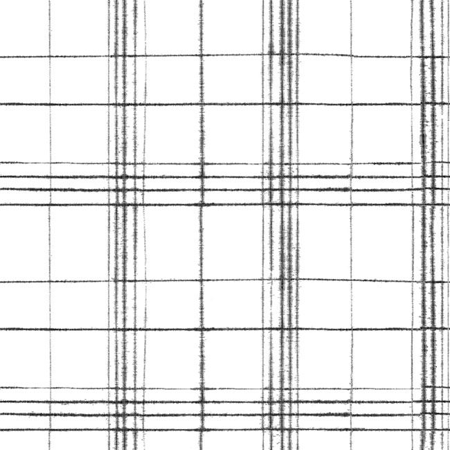 Farmhouse Plaid Black & White Wallpaper large image 