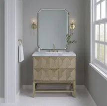 Online Designer Bathroom James Martin Vanities Rohe Champagne Brass 30x40" Octagonal Mirror
