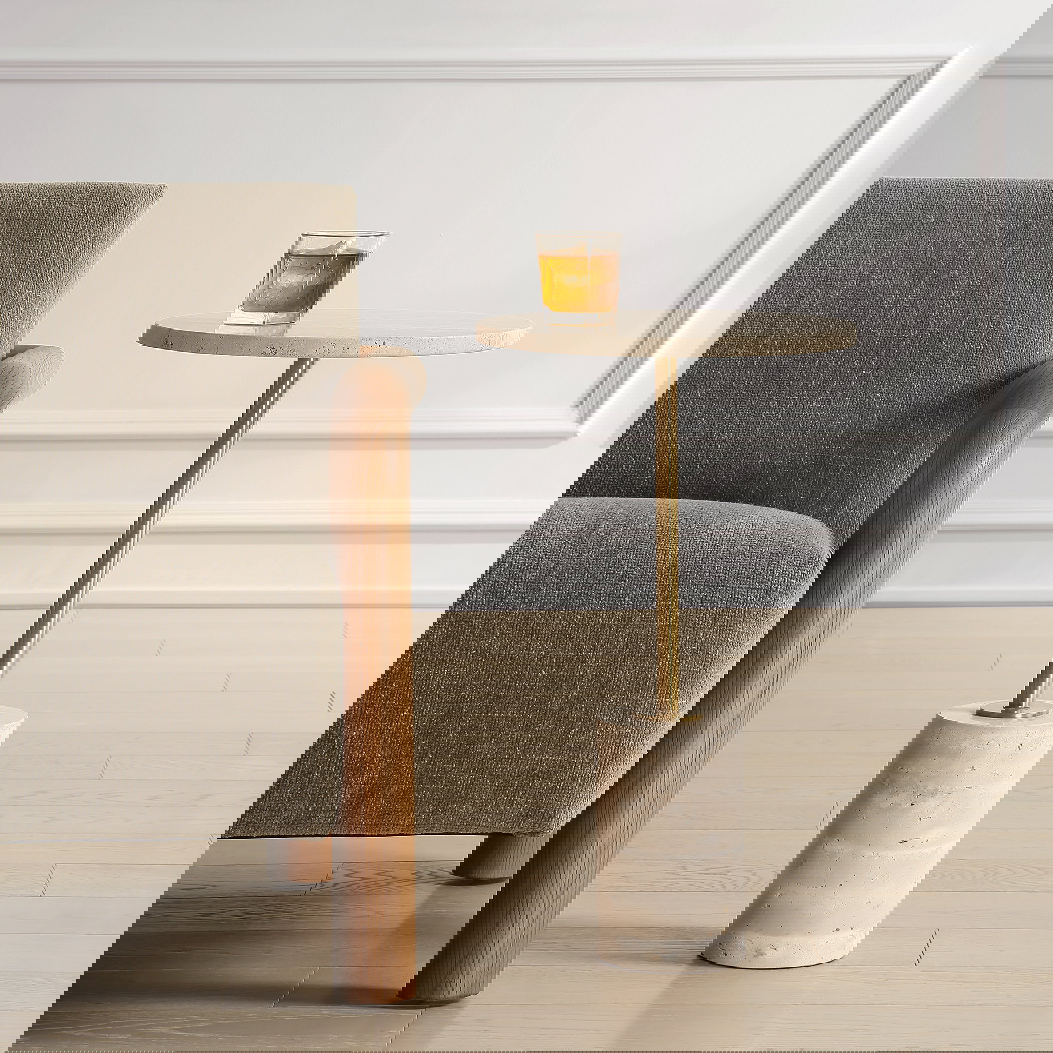 Malya Travertine Accent Table, Furniture by Uttermost, 14" width x 24" height x 14" depth View 2