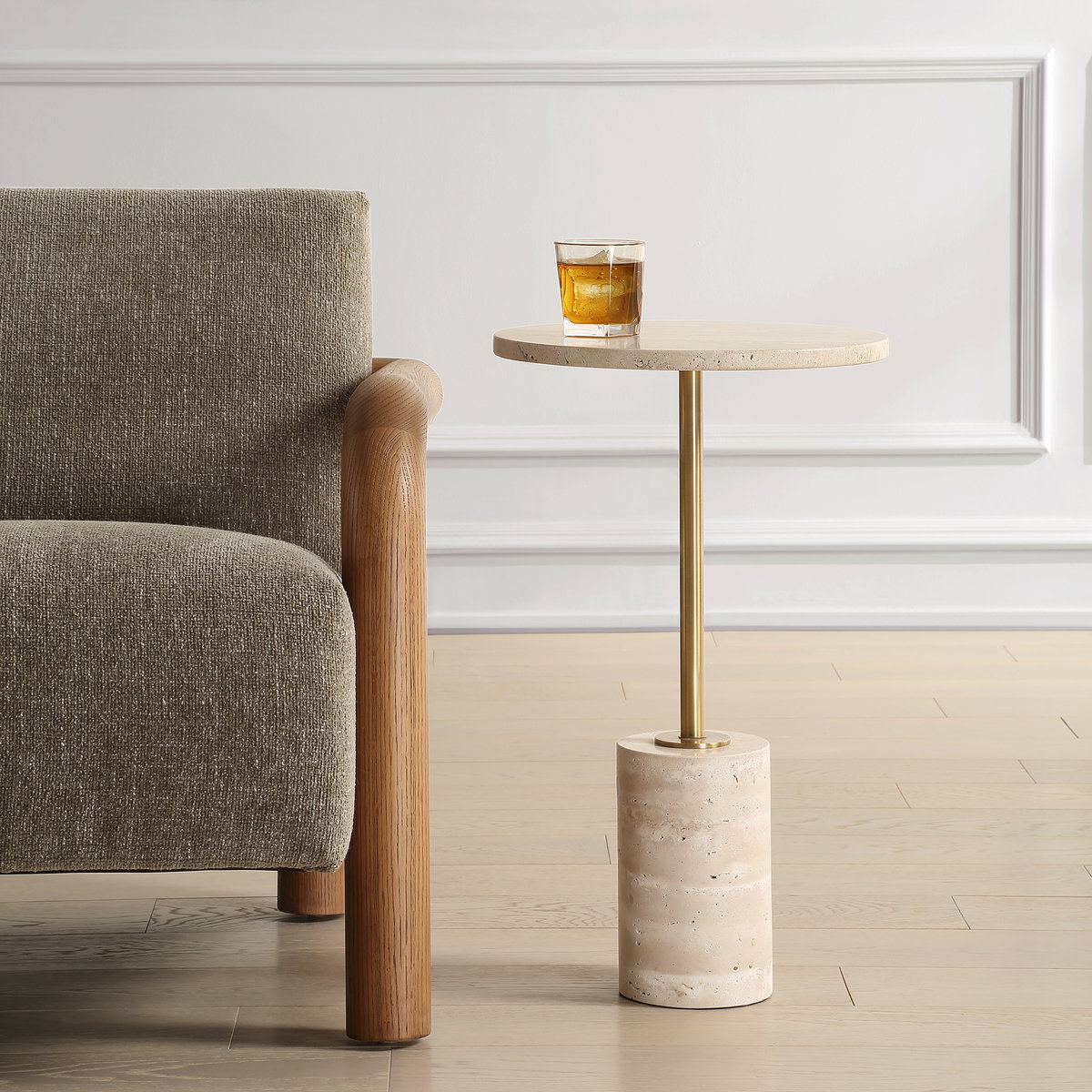 Malya Travertine Accent Table, Furniture by Uttermost, 14" width x 24" height x 14" depth View 2