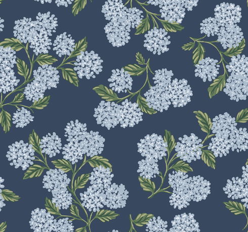 Hydrangea Navy Wallpaper
