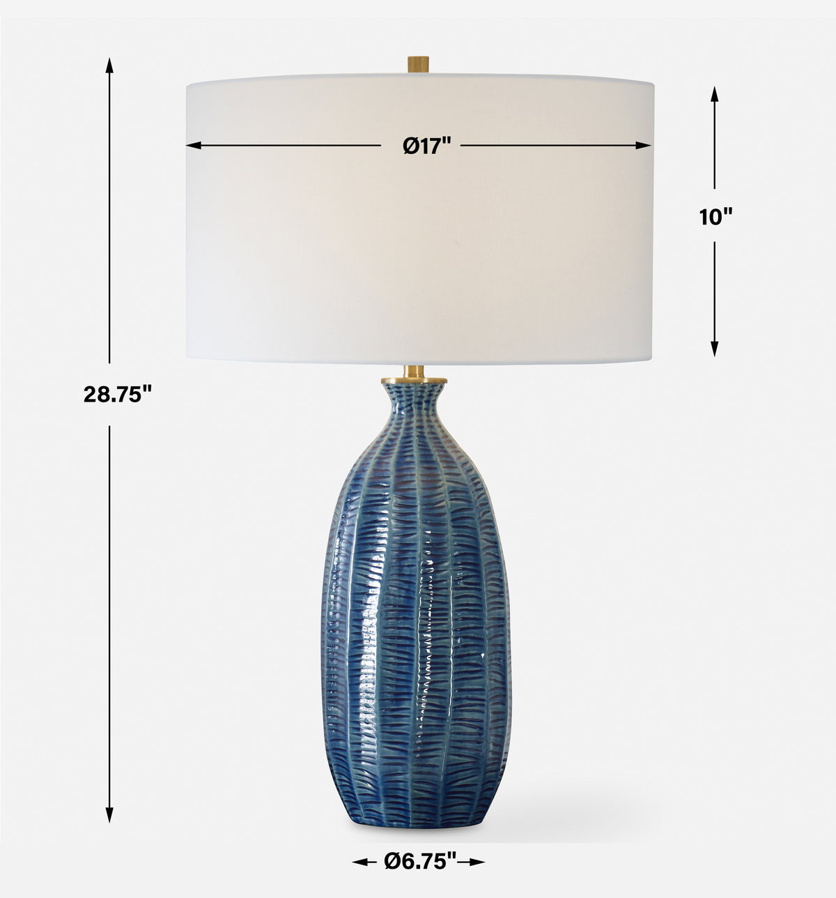 Bixby Blue Table Lamp, by Uttermost, 17" width x 28.5" height x 17" depth View 3