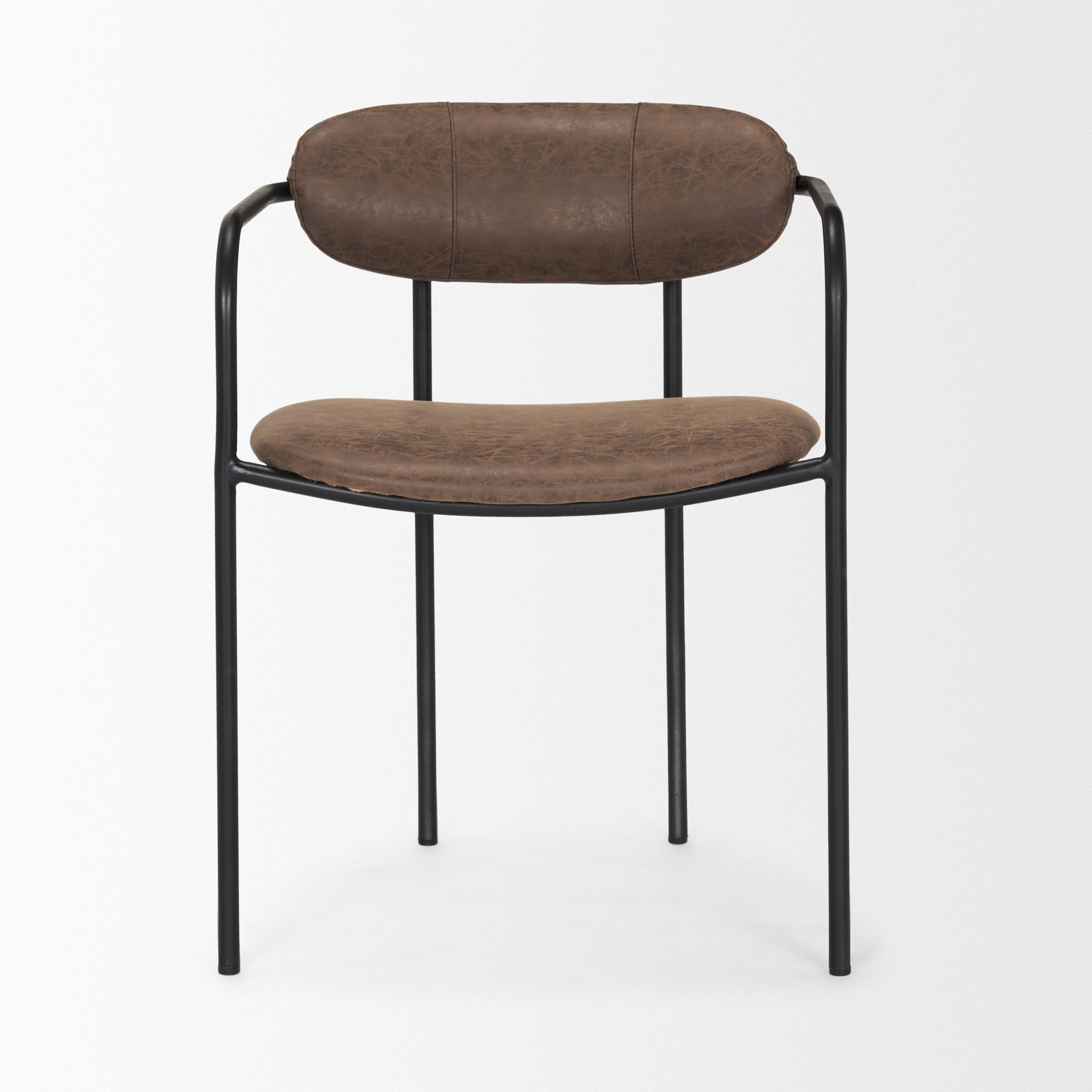 Parker Muted Brown Faux Leather with Black Metal Dining Chair large image 