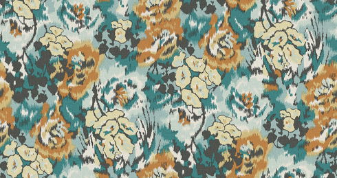 Flower Pot Teal & Orange Wallpaper