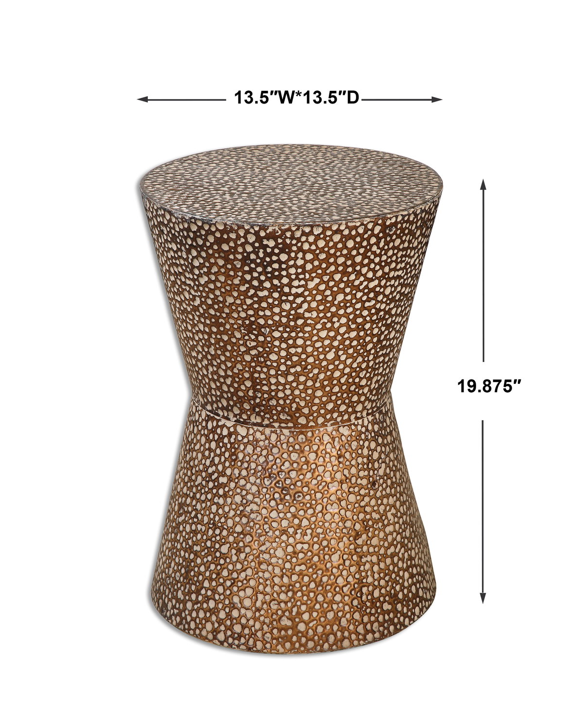 Cutler Drum Shaped Accent Table, Side & End Table by Uttermost, 13.5" width x 19.87" height x 13.5" depth View 3
