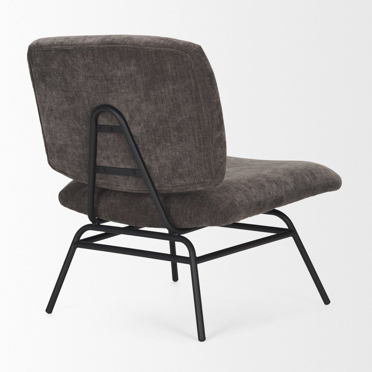 Nora Charcoal Fabric with Matte Black Metal Legs Accent Chair, by Mercana, 25" length x 30.25" width x 31" height View 8