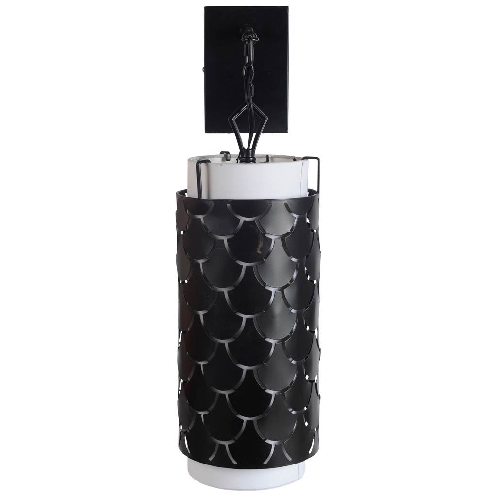 Brasseur III 10.5x22 Black Toned Metal Fish Scale Wall Sconce large image 