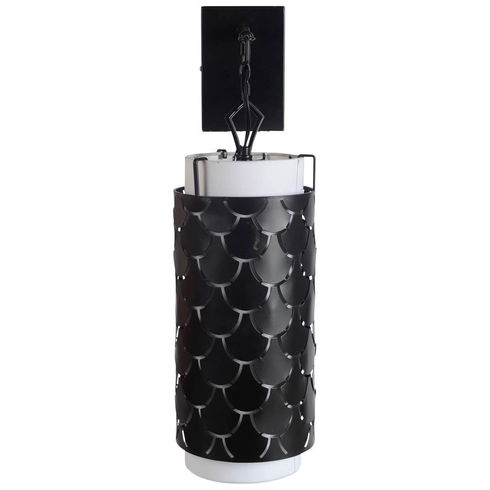 Brasseur III 10.5x22 Black Toned Metal Fish Scale Wall Sconce