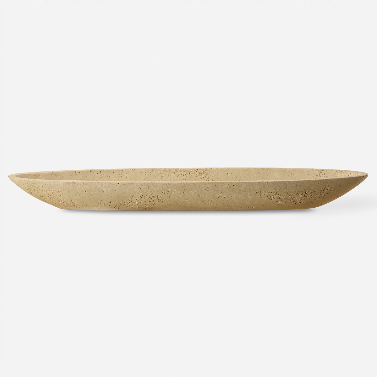 Vessel Cast Ivory Canoe Bowl, Decorative Tray by Uttermost, 29" width x 2.75" height x 6.5" depth View 1
