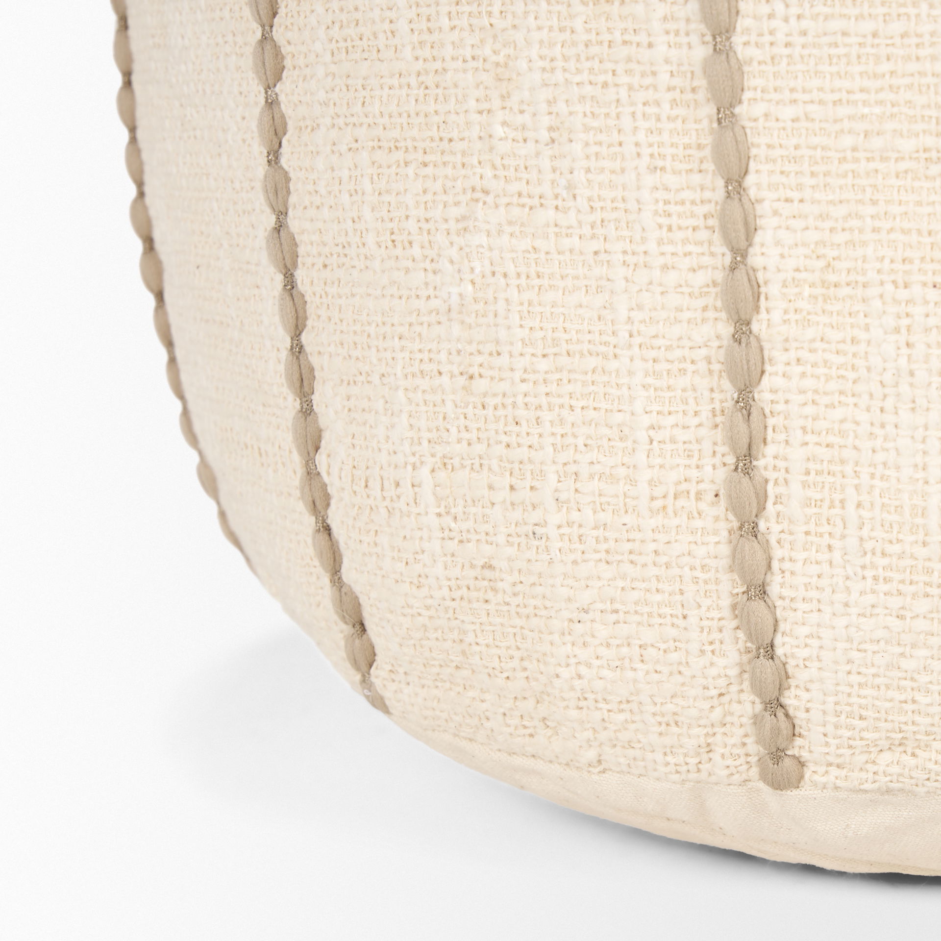 Sachi Beige with Stitching Pouf, Ottoman by Mercana, 18" length x 18" width x 14" height View 8