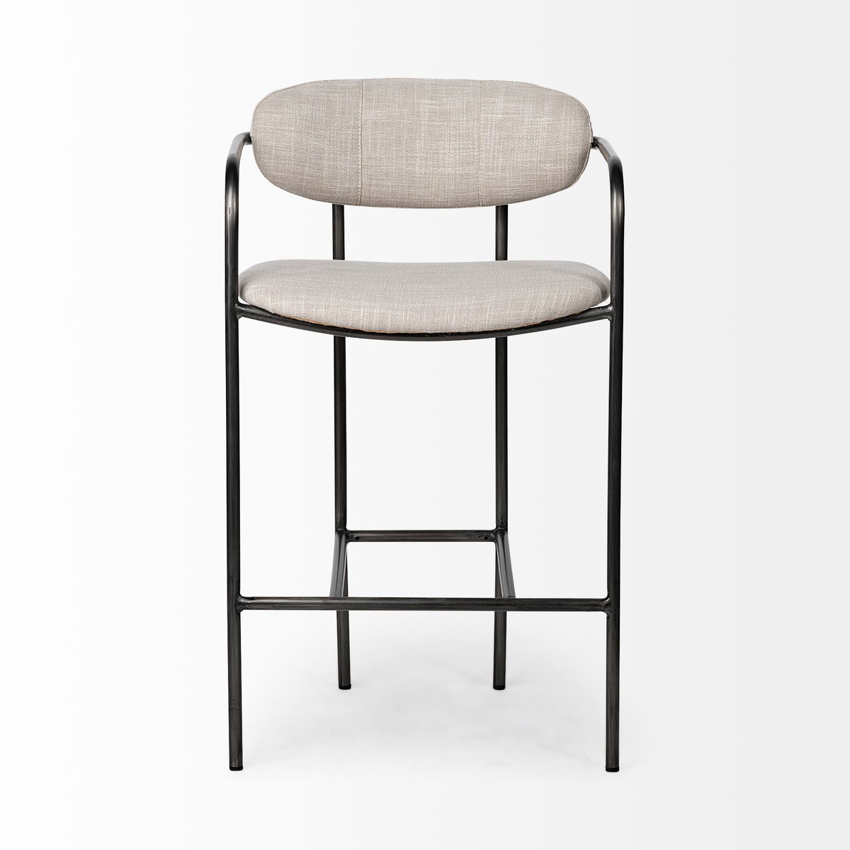 Parker Backless 36in Seat Counter Stool | Beige Fabric with Grey Metal, Counter & Bar Stool by Mercana, 19" length x 19.75" width x 36" height View 7