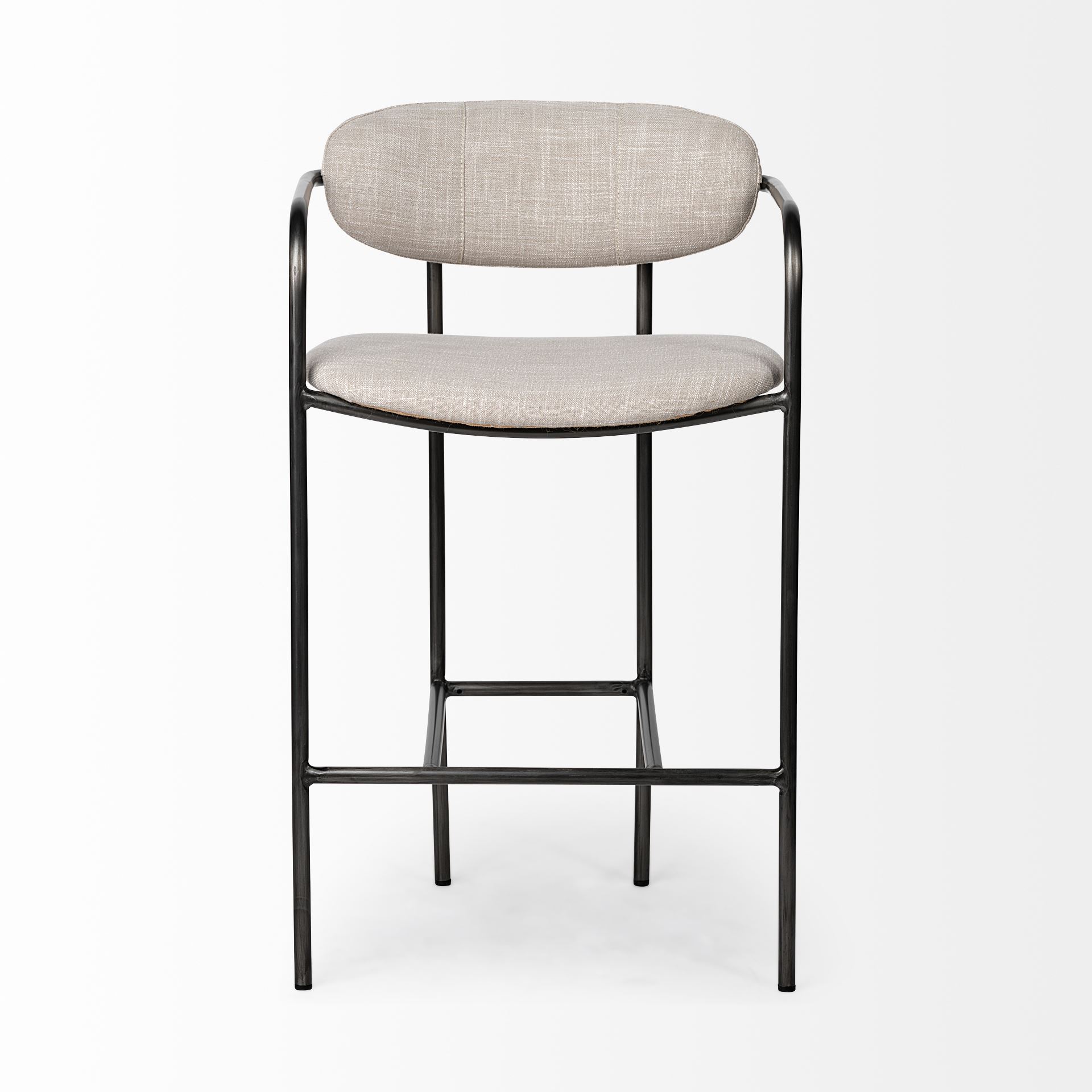 Parker II Beige Fabric Seat Gun Metal Grey Metal Counter Stool, Counter & Bar Stool by Mercana, 19" length x 19.75" width x 36" height View 7