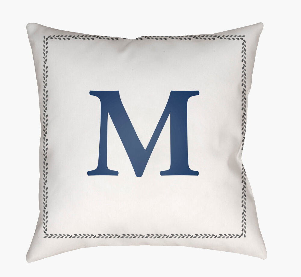 Initials Accent Pillow, Decorative Pillow by Surya, 20" length x 20" width