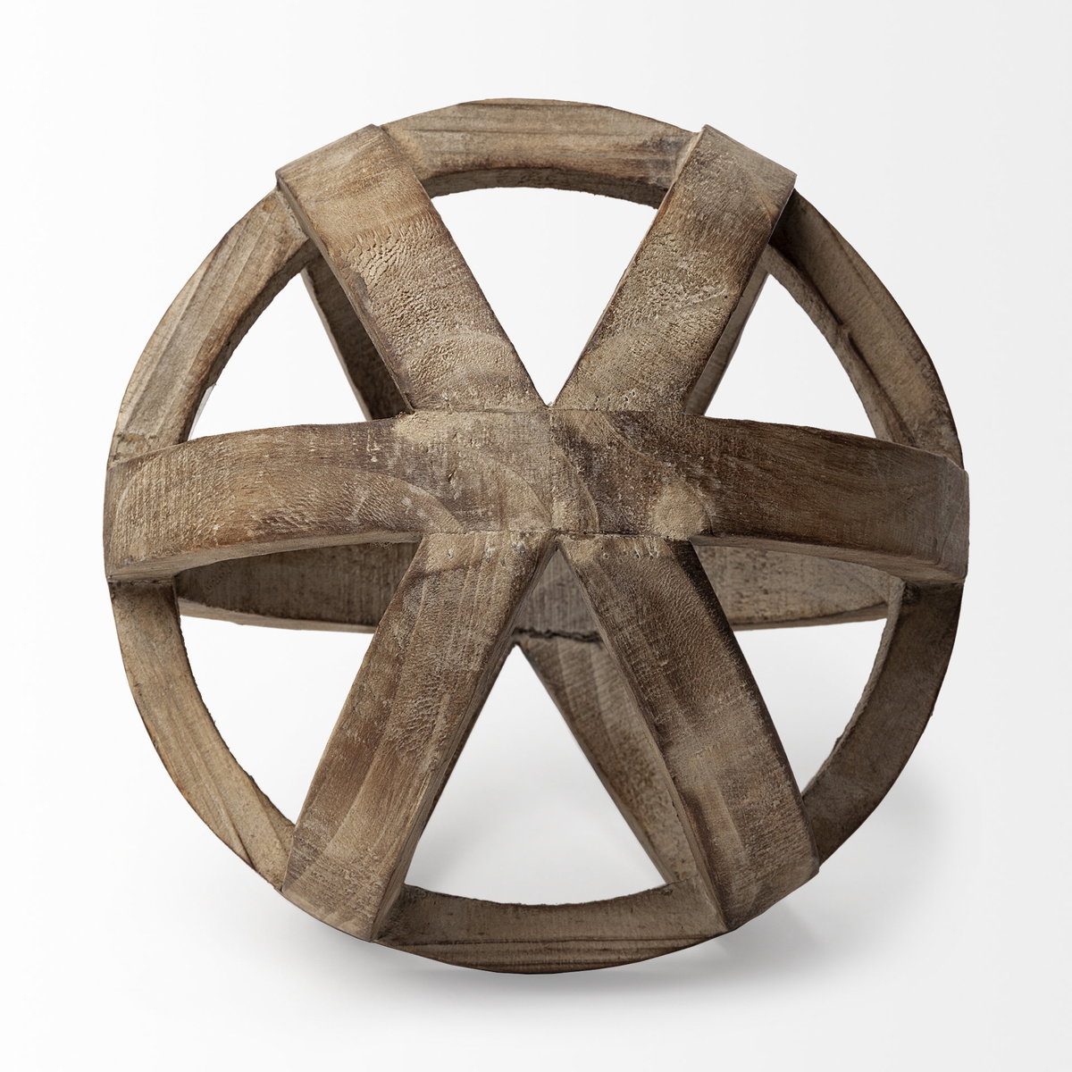 Tibik 8L x 8W Natural Wooden Orb, Decorative Object by Mercana, 8" length x 8" width x 8" height View 3