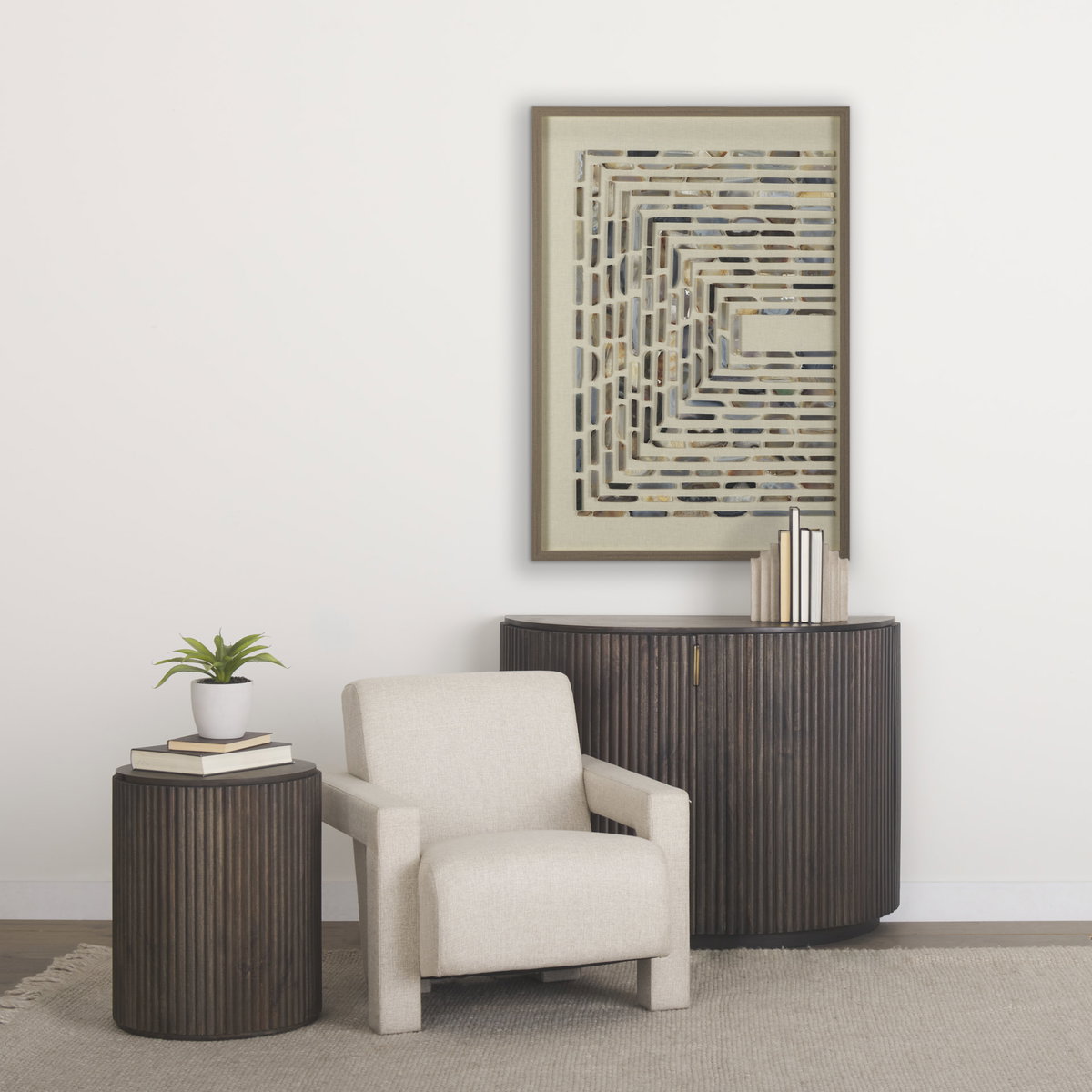 Terra Fluted Dark Brown 2-Door Accent Cabinet, Cabinets & Chest by Mercana, 42" length x 19" width x 32" height View 2