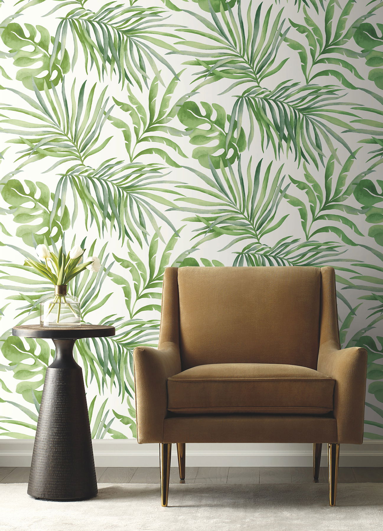 Paradise Palm Green Peel & Stick Wallpaper large image 