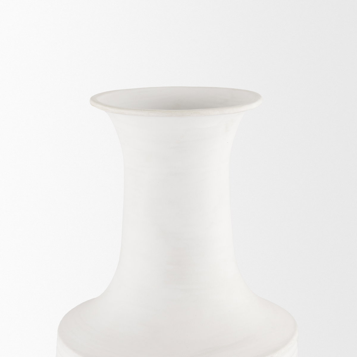 Toru Medium White with Grey Ombre Metal Vase, by Mercana, 7.87" length x 7.87" width x 19.88" height View 5