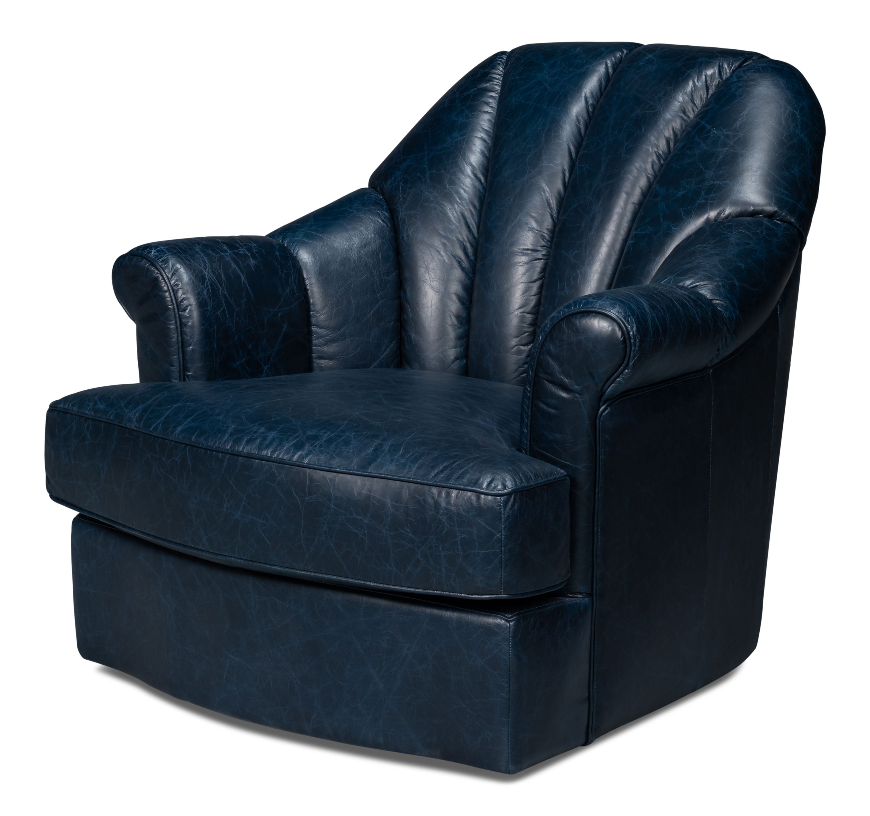 Scoth Swivel Chair In Distilled Lthr,Blu large image 
