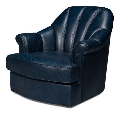 Scoth Swivel Chair In Distilled Lthr,Blu