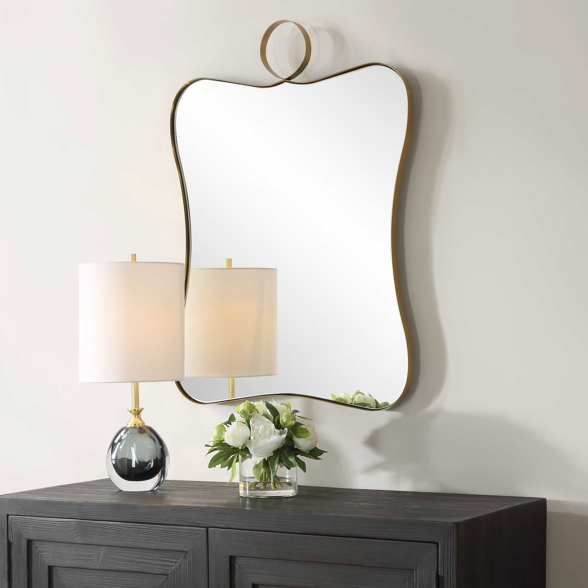 Talia Brass Vanity Mirror, by Uttermost, 2' width x 2'9" height x 1" depth View 4