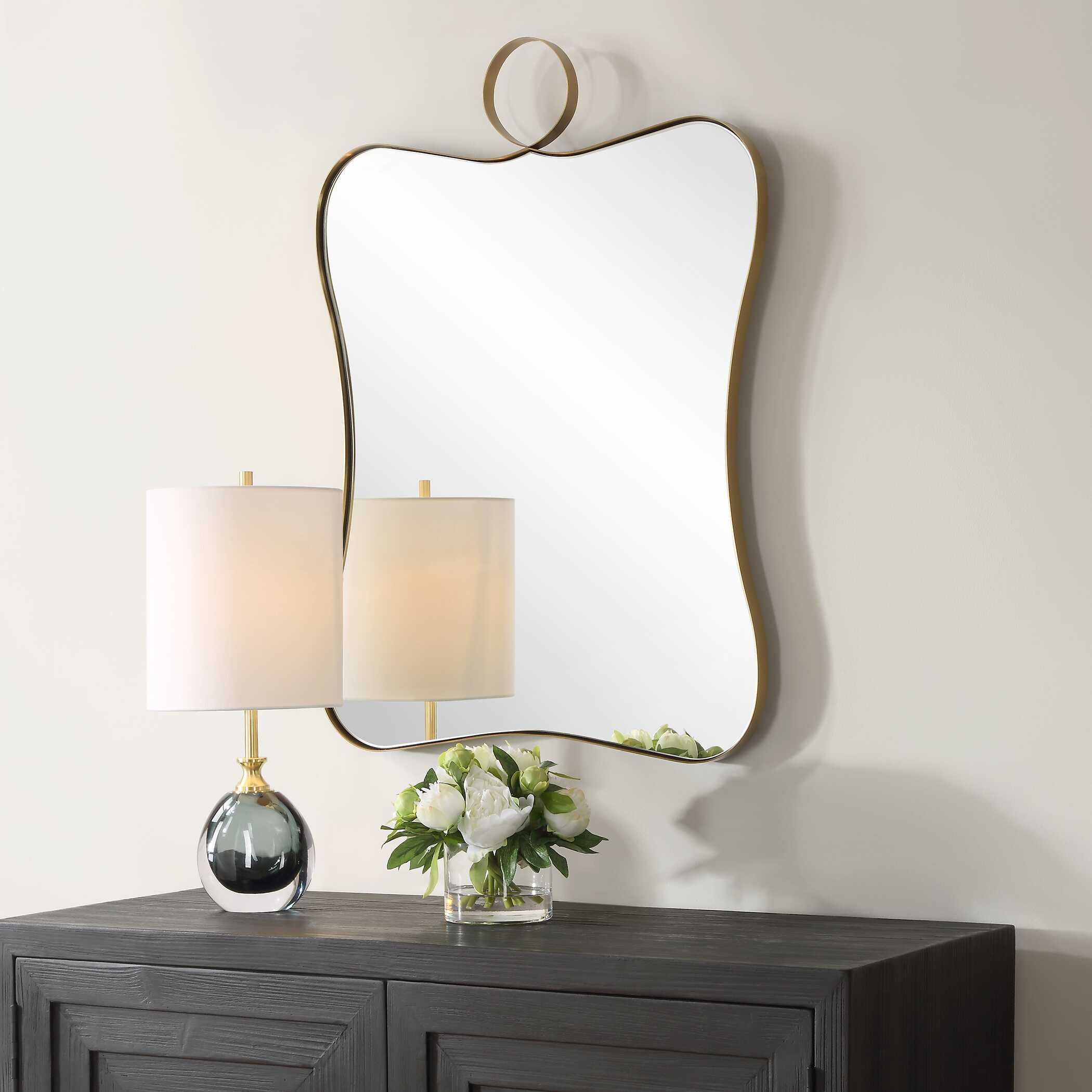 Talia Brass Vanity Mirror, by Uttermost, 24" width x 33" height x 1" depth View 4