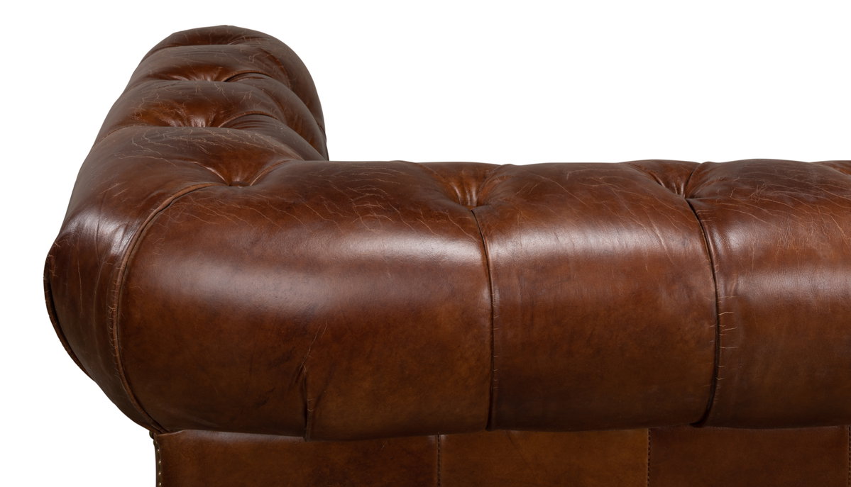 Castered Chesterfield Sofa, by Sarreid, 3'2" length x 7'5" width x 2'8" height View 9