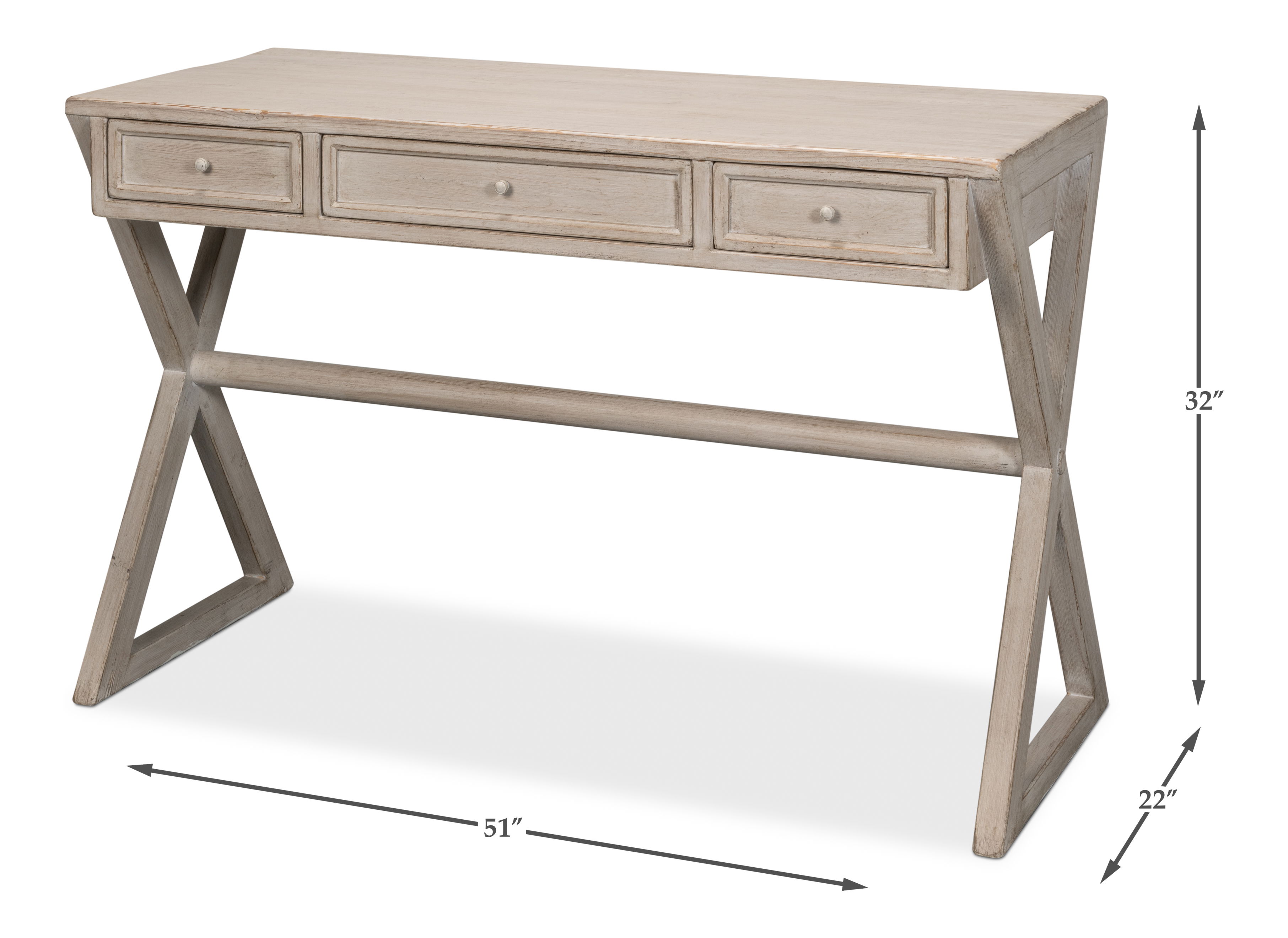 Kitchen Desk, Stone Grey, by Sarreid, 51" length x 22" width x 32" height View 13