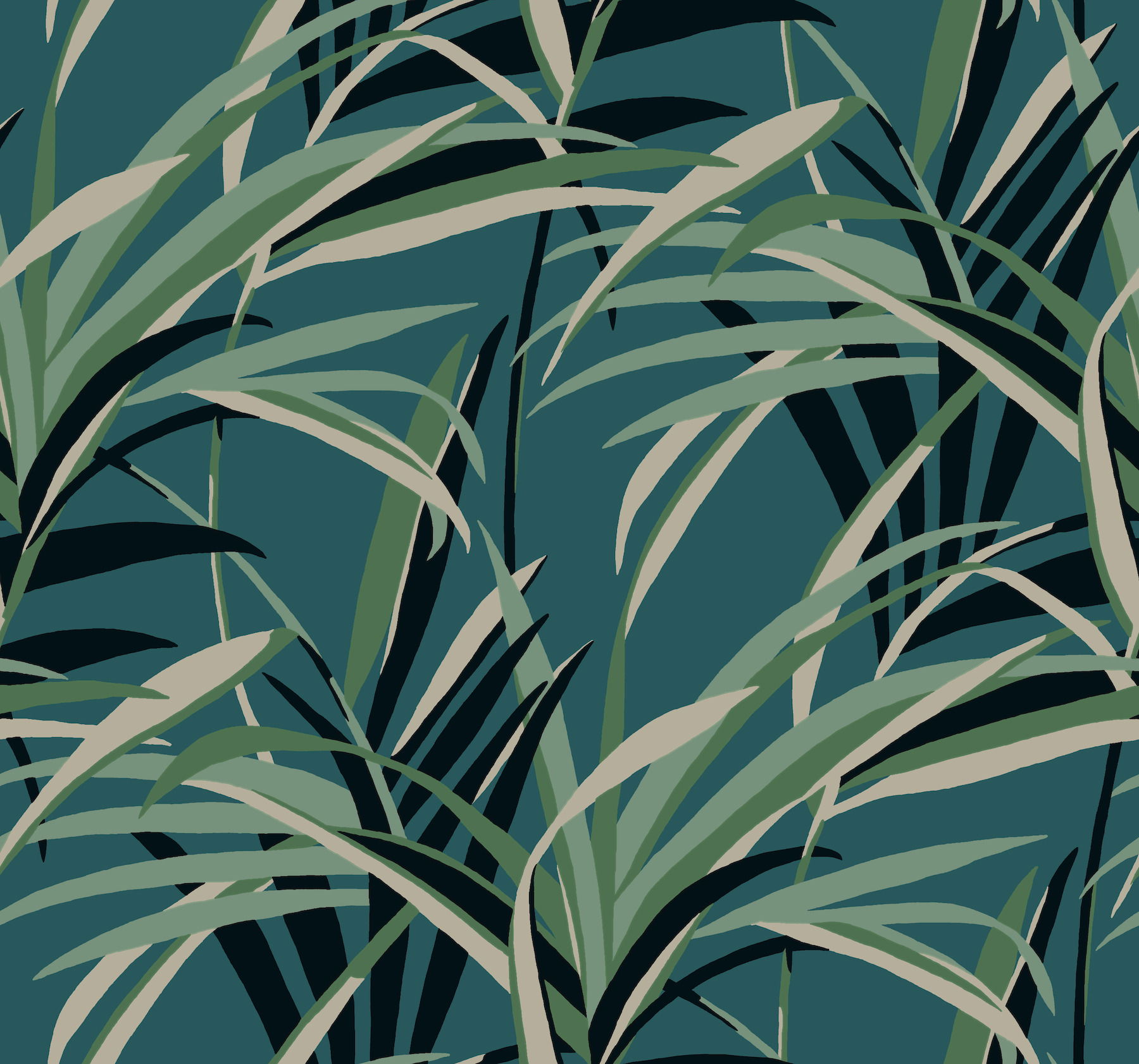 Tropical Paradise Green & Teal  Wallpaper, by York Wall, 27' length x 2'3" width x 0.02" depth View 1