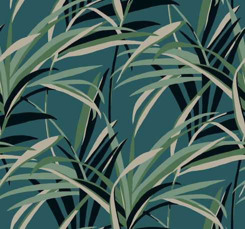 Tropical Paradise Green & Teal  Wallpaper