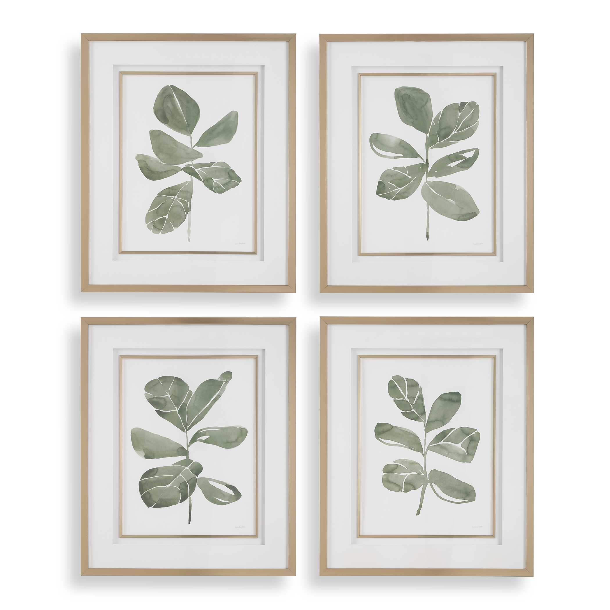Fiddle Head Leaf Botanical Prints Set/4, Painting by Uttermost, 28" width x 34" height x 2.12" depth View 1