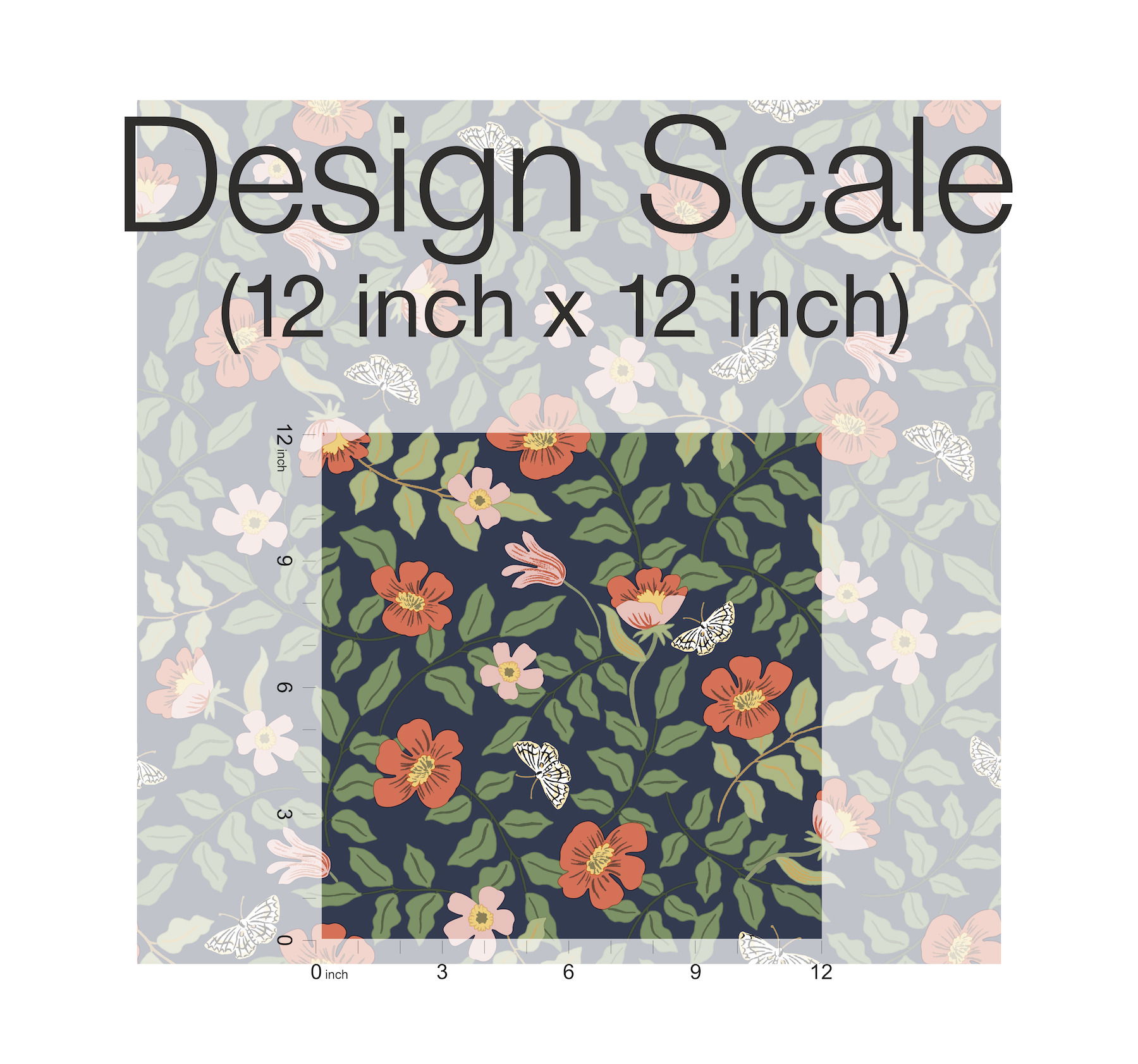 Primrose Rose & Navy Peel & Stick Wallpaper large image 