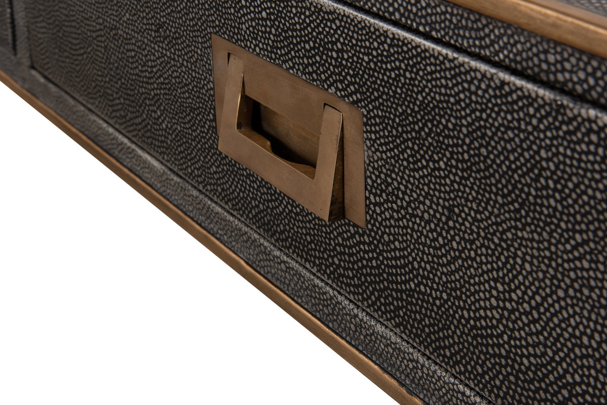 Grey Leather Shagreen Desk, by Sarreid, 1'10" length x 4'1" width x 2'7" height View 5